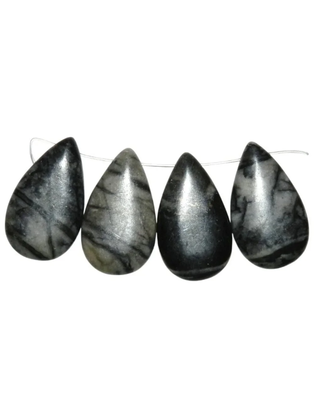 NG2137 Picasso Marble 31mm 4-Piece Teardrop Top-Drilled Gemstone Pendant Beads